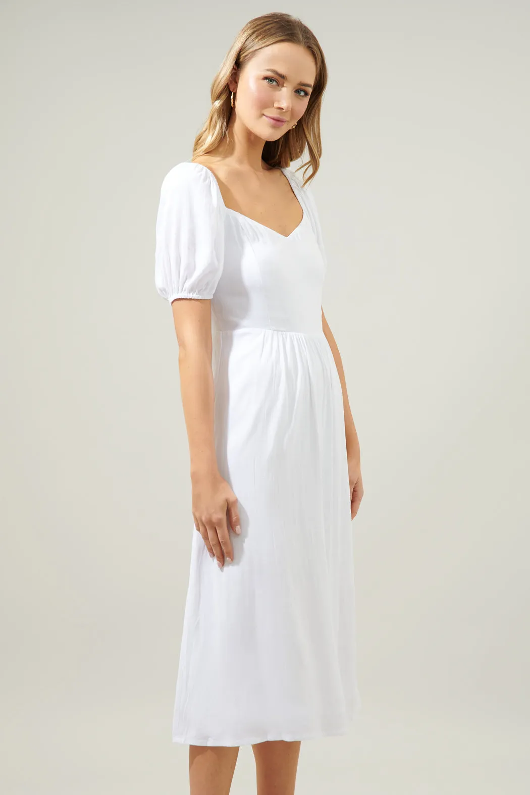 Alessi Puff Sleeve Midi Dress