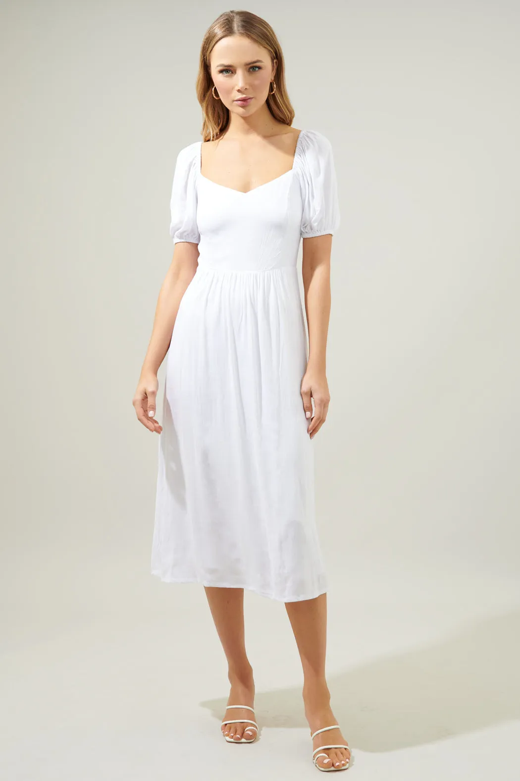 Alessi Puff Sleeve Midi Dress