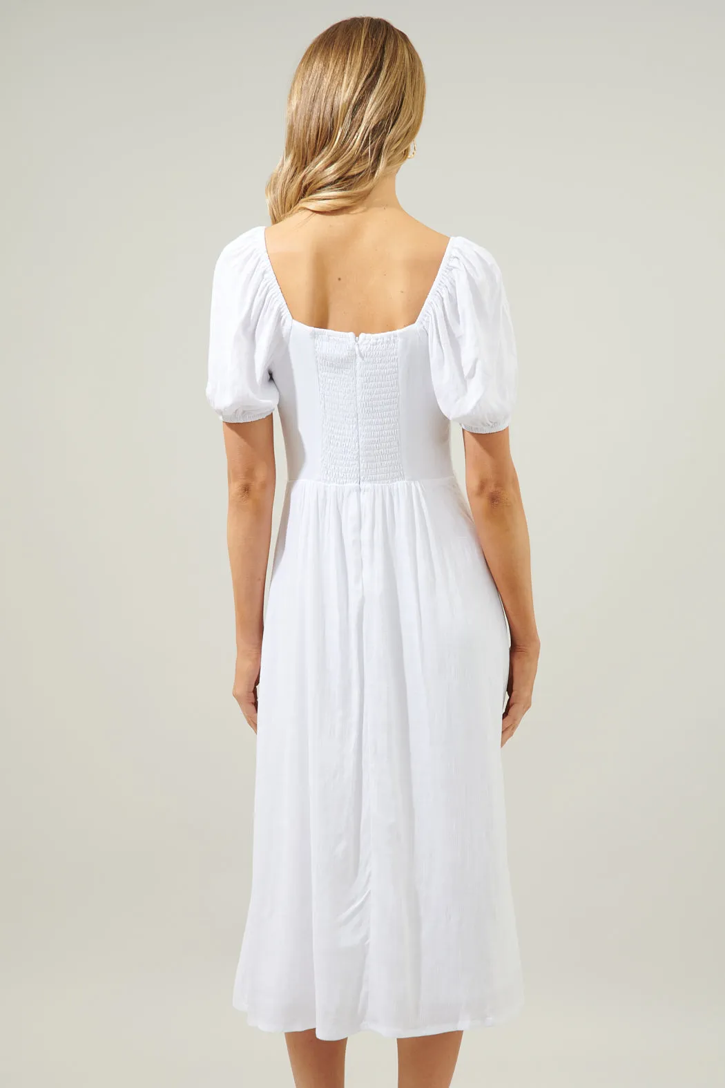 Alessi Puff Sleeve Midi Dress