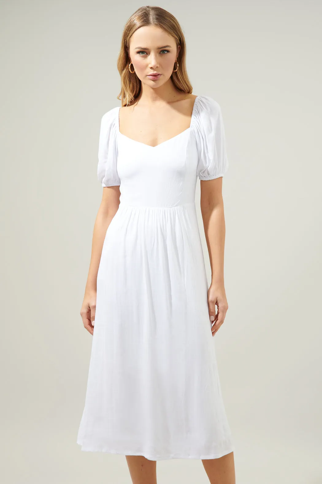 Alessi Puff Sleeve Midi Dress