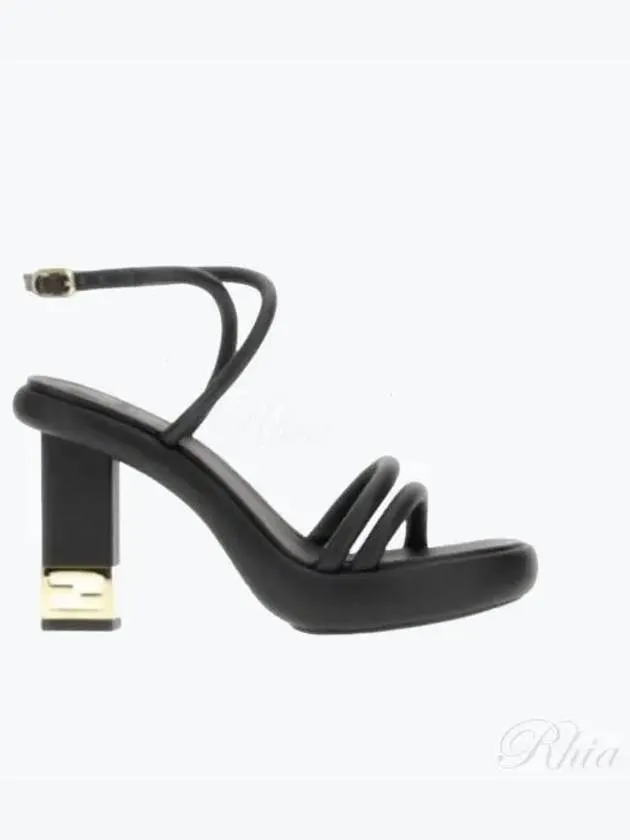 Baguette Criss Cross Strap Sandals Heel Black