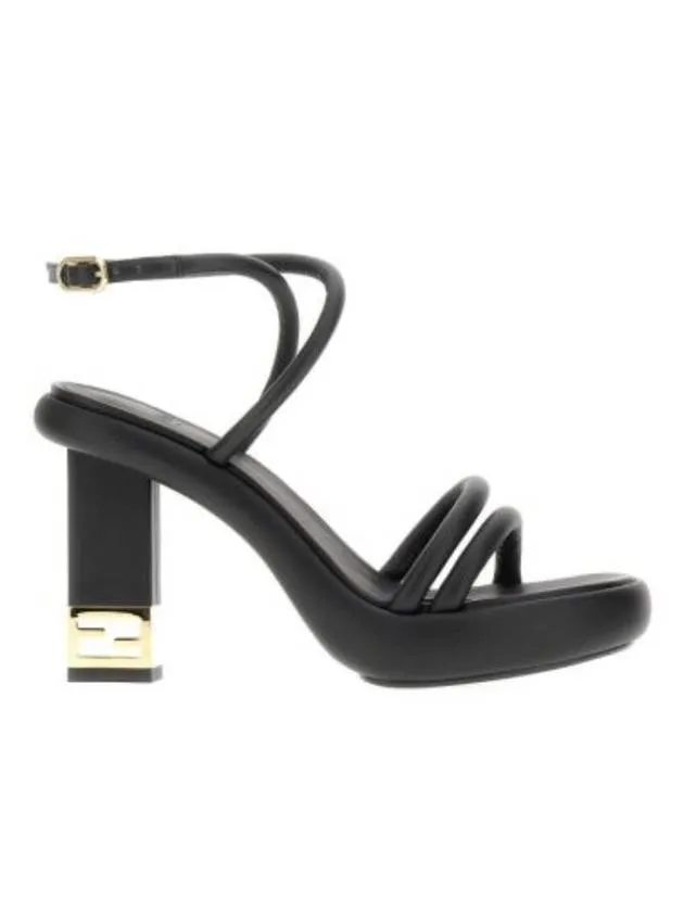 Baguette Criss Cross Strap Sandals Heel Black