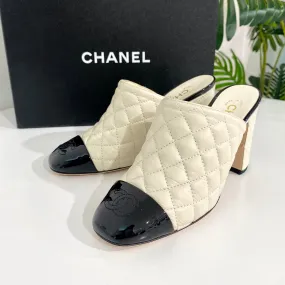 Chanel Cream Cap Toe Mules