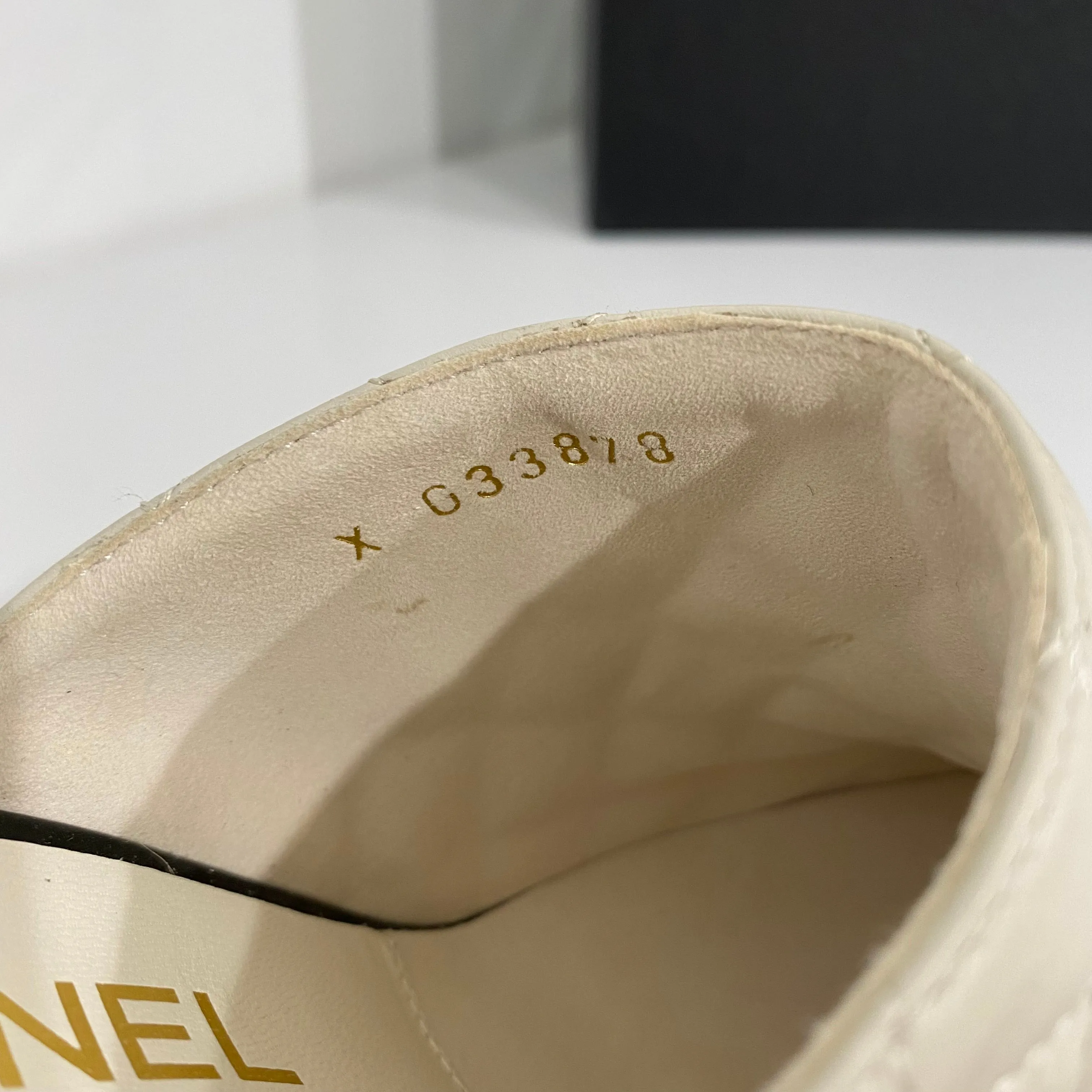 Chanel Cream Cap Toe Mules