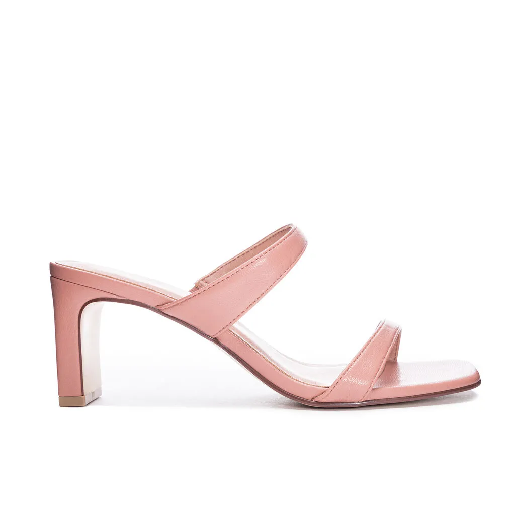 Chinese Laundry Yanti Strappy Square Toe Mule Sandal Heels - Nude