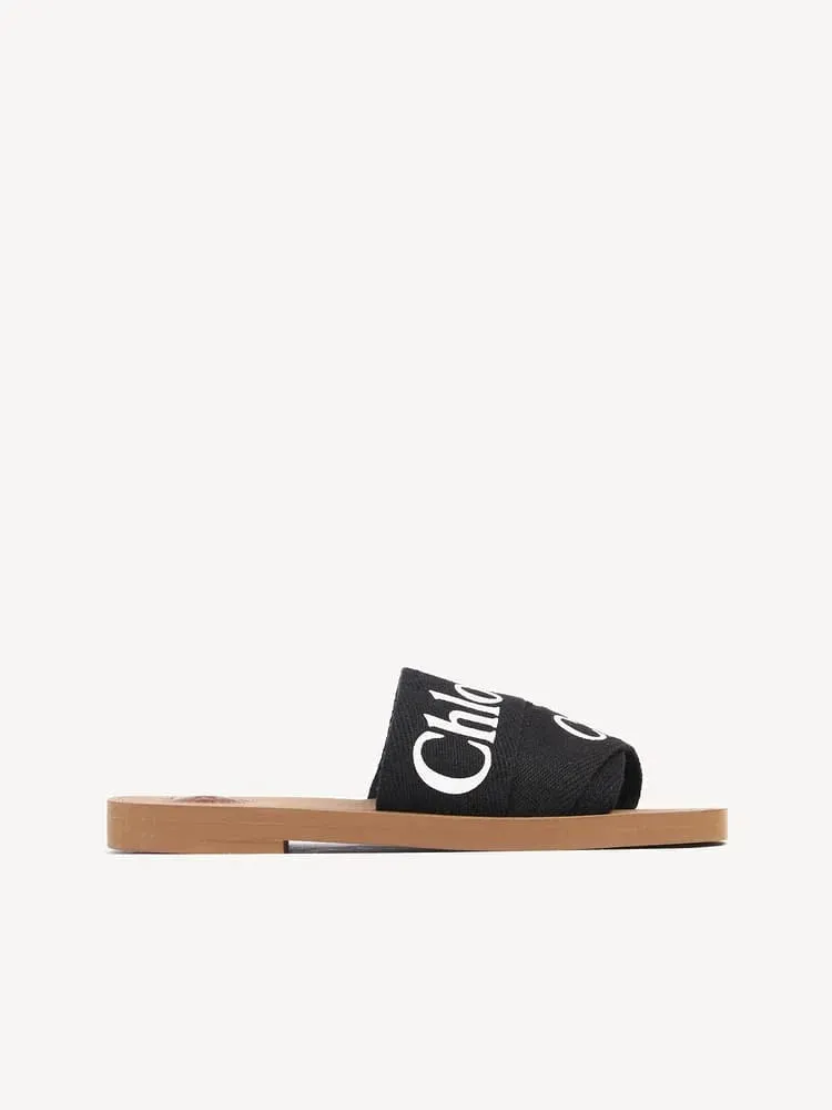 CHLOE WOODY FLAT MULE - BLACK