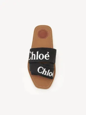 CHLOE WOODY FLAT MULE - BLACK