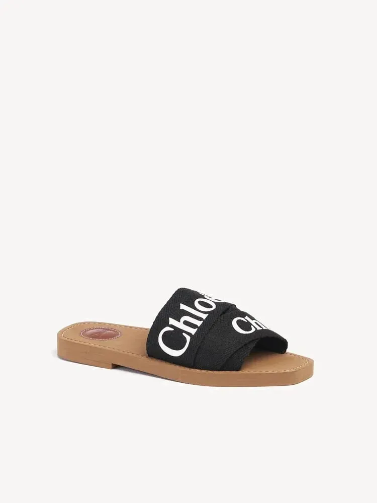 CHLOE WOODY FLAT MULE - BLACK