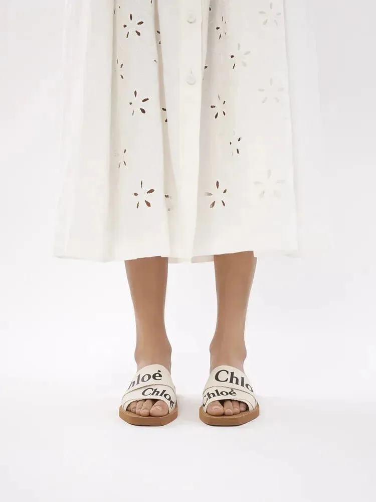 CHLOE WOODY FLAT MULE - BLACK