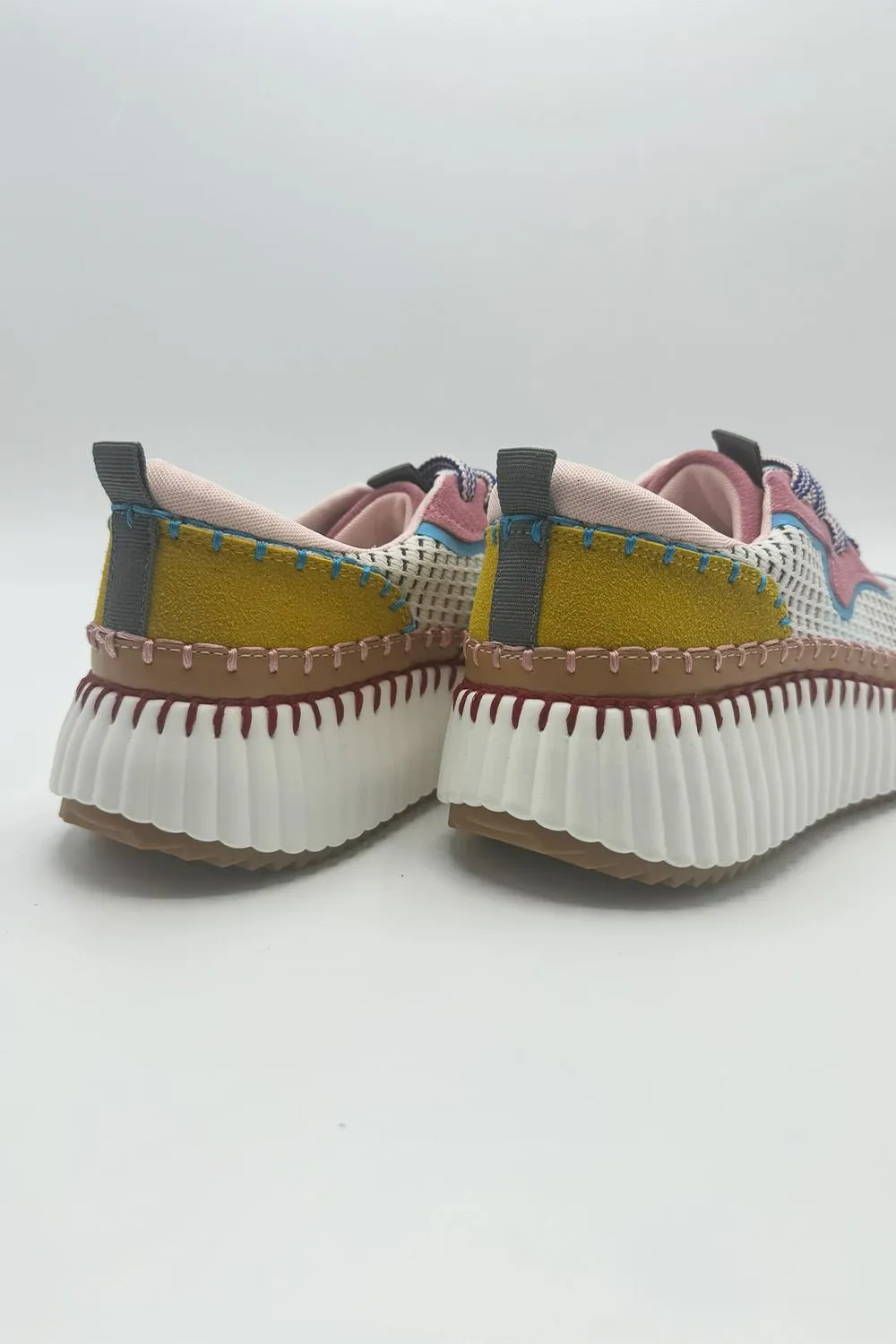Claudette Patch Detail Lace Up Trainers in Pink