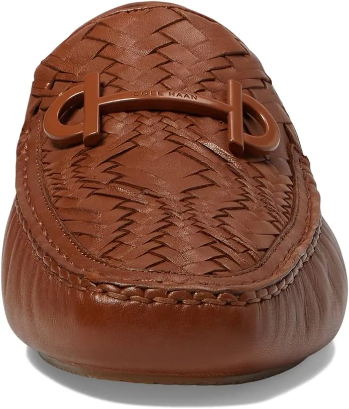 Cole Haan Tully Driver Pecan Woven Leather Slip On Squared Toe Classic Loafers