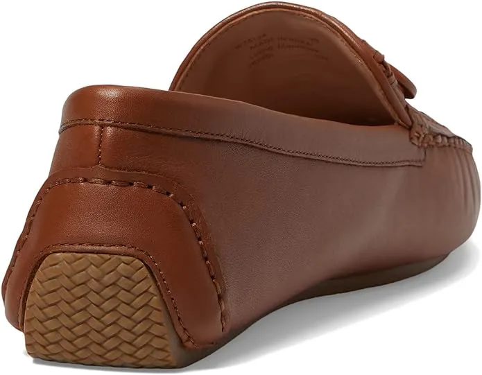 Cole Haan Tully Driver Pecan Woven Leather Slip On Squared Toe Classic Loafers