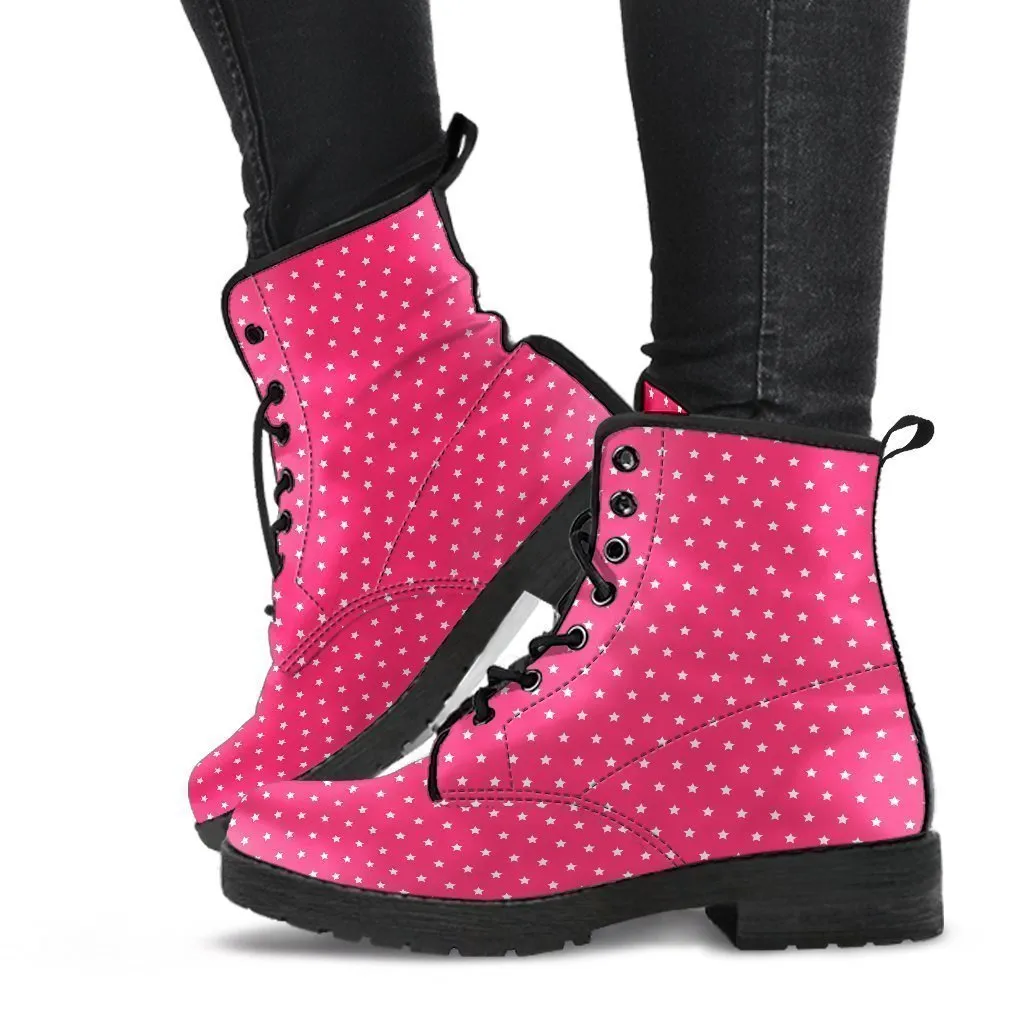 Combat Boots - Little Stars | Boho Shoes, Handmade Lace Up Boots, Vegan Leather Lace Up Boots Women, Custom Shoes, Sorority Shoes