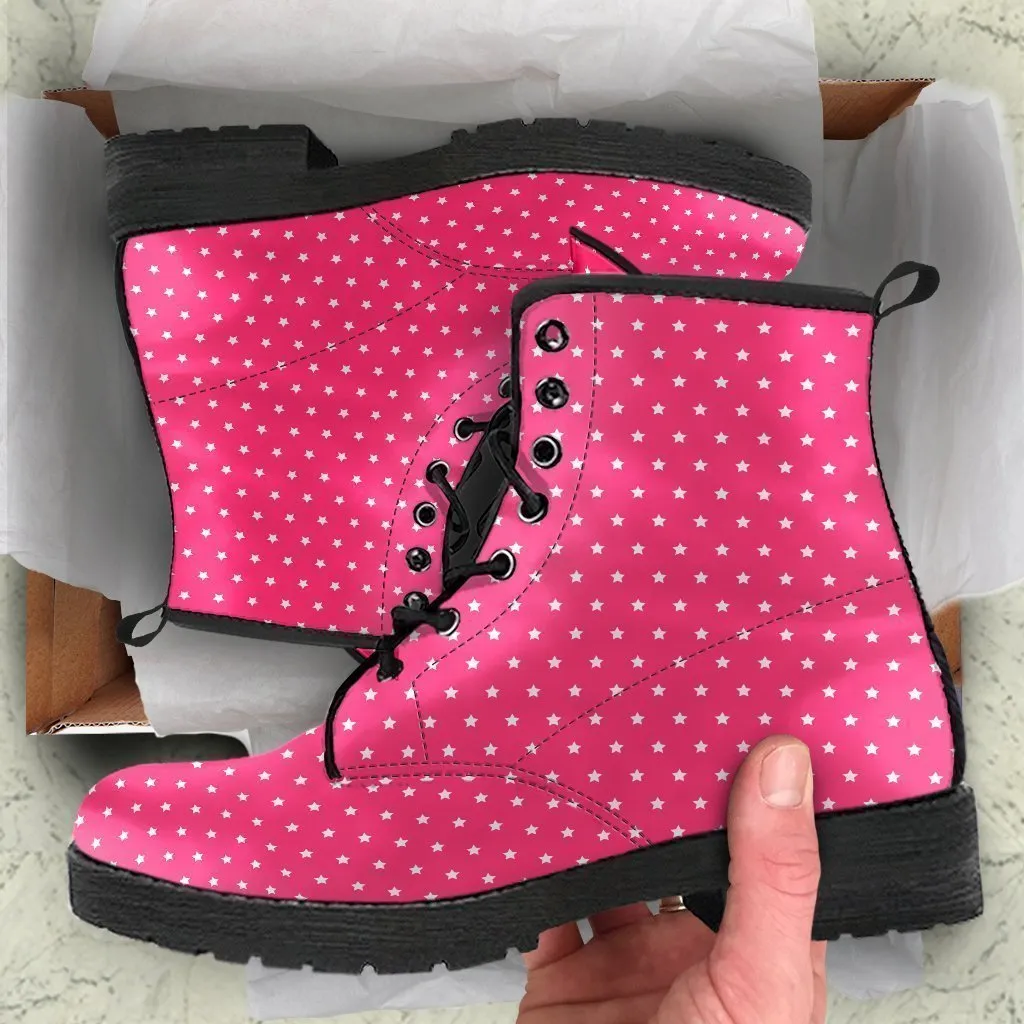 Combat Boots - Little Stars | Boho Shoes, Handmade Lace Up Boots, Vegan Leather Lace Up Boots Women, Custom Shoes, Sorority Shoes