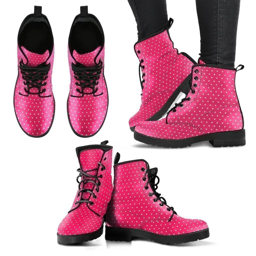 Combat Boots - Little Stars | Boho Shoes, Handmade Lace Up Boots, Vegan Leather Lace Up Boots Women, Custom Shoes, Sorority Shoes