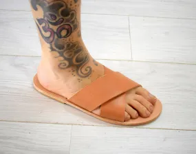 Criss Cross Greek Leather sandals - slipers Men, slide tan/natural, black sandals, leather sole - insole