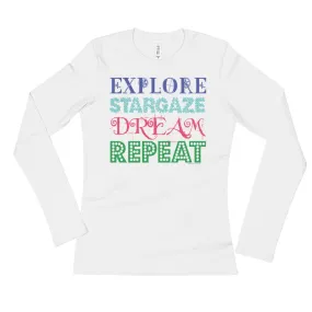 Explore Stargaze Dream Repeat Fitted Long Sleeve Shirt