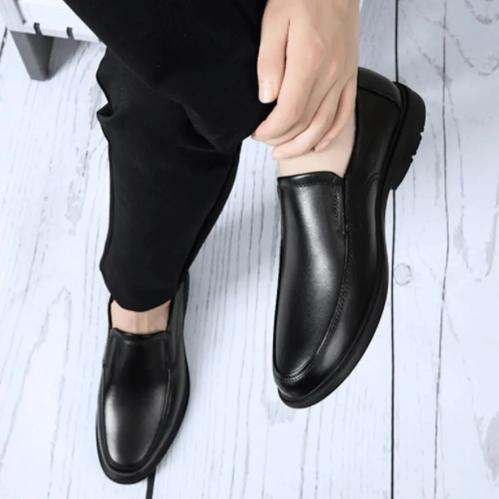 Genuine Leather Men Shoes Luxury Trendy Casual Slip on Formal Loafers Men Moccasins Italian Male Driving Shoes Flat Anti-Slip Low Top Non Slip Prom