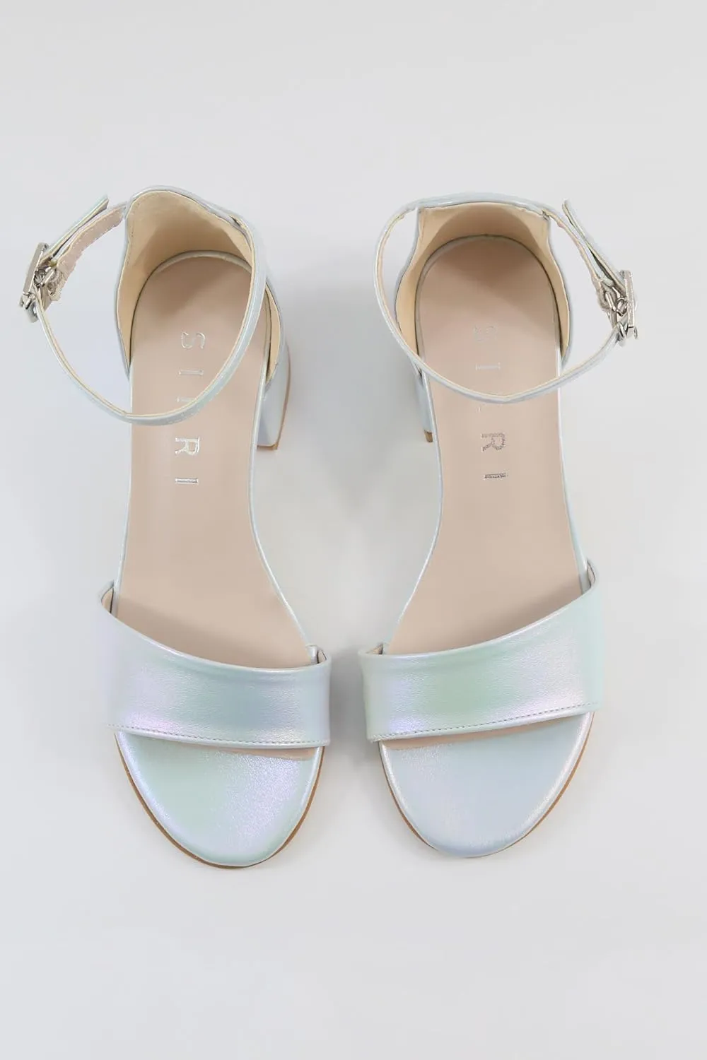 Girls' Iridescent Block-Heel Sandals with Adjustable Ankle Strap  Stylish & Comfortable Kids Dress Shoes