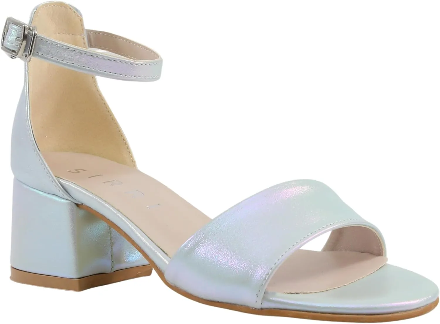 Girls' Iridescent Block-Heel Sandals with Adjustable Ankle Strap  Stylish & Comfortable Kids Dress Shoes