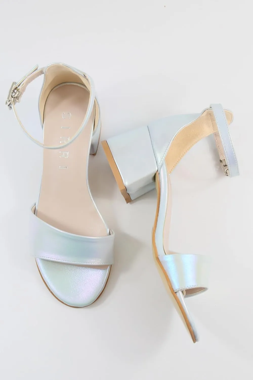 Girls' Iridescent Block-Heel Sandals with Adjustable Ankle Strap  Stylish & Comfortable Kids Dress Shoes