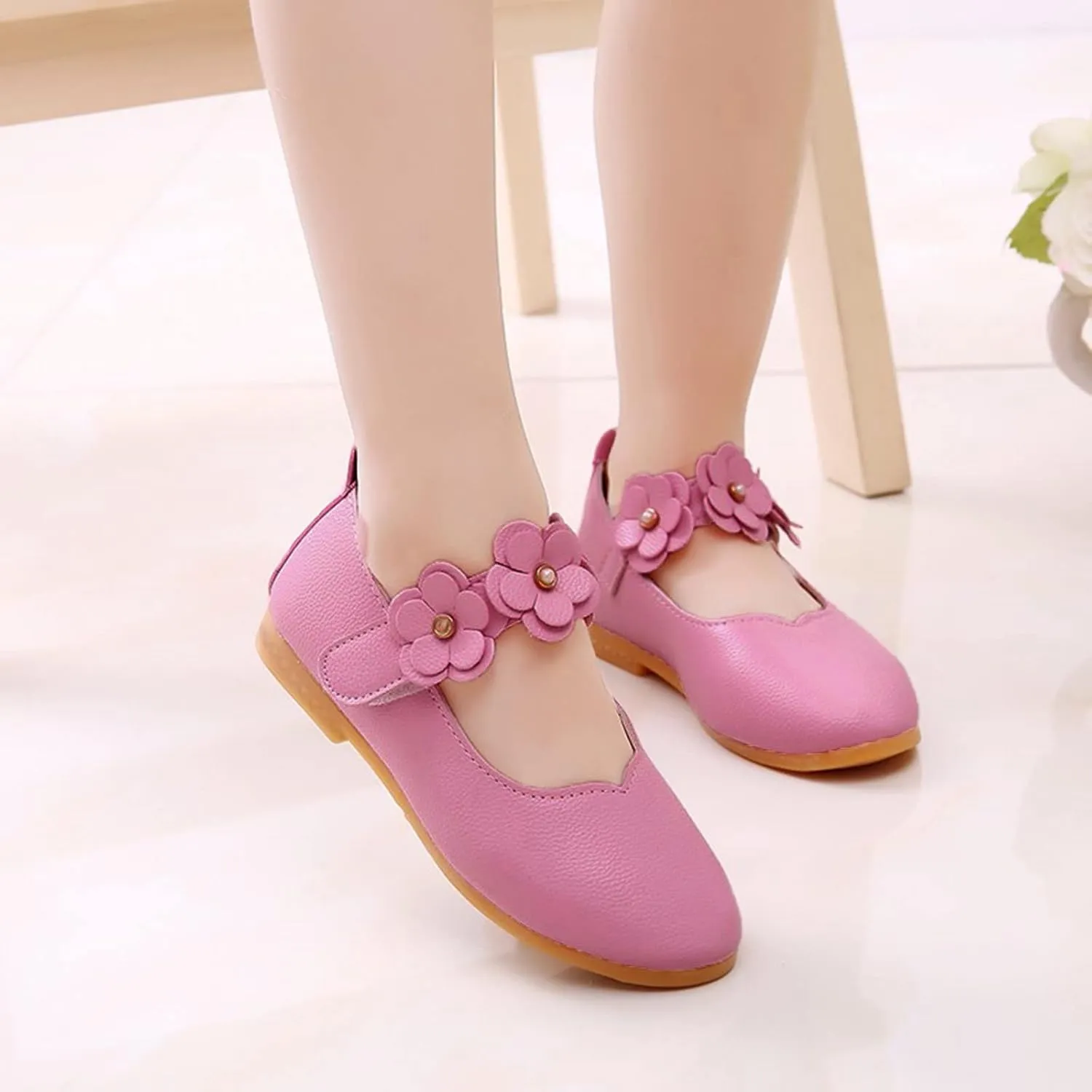 Girls Low Heel Princess Mary Jane Party Dress Shoes Children Kid Baby Girls Flower Single Soft Dance Shoes (Pink-03#, 11-11.5Years)