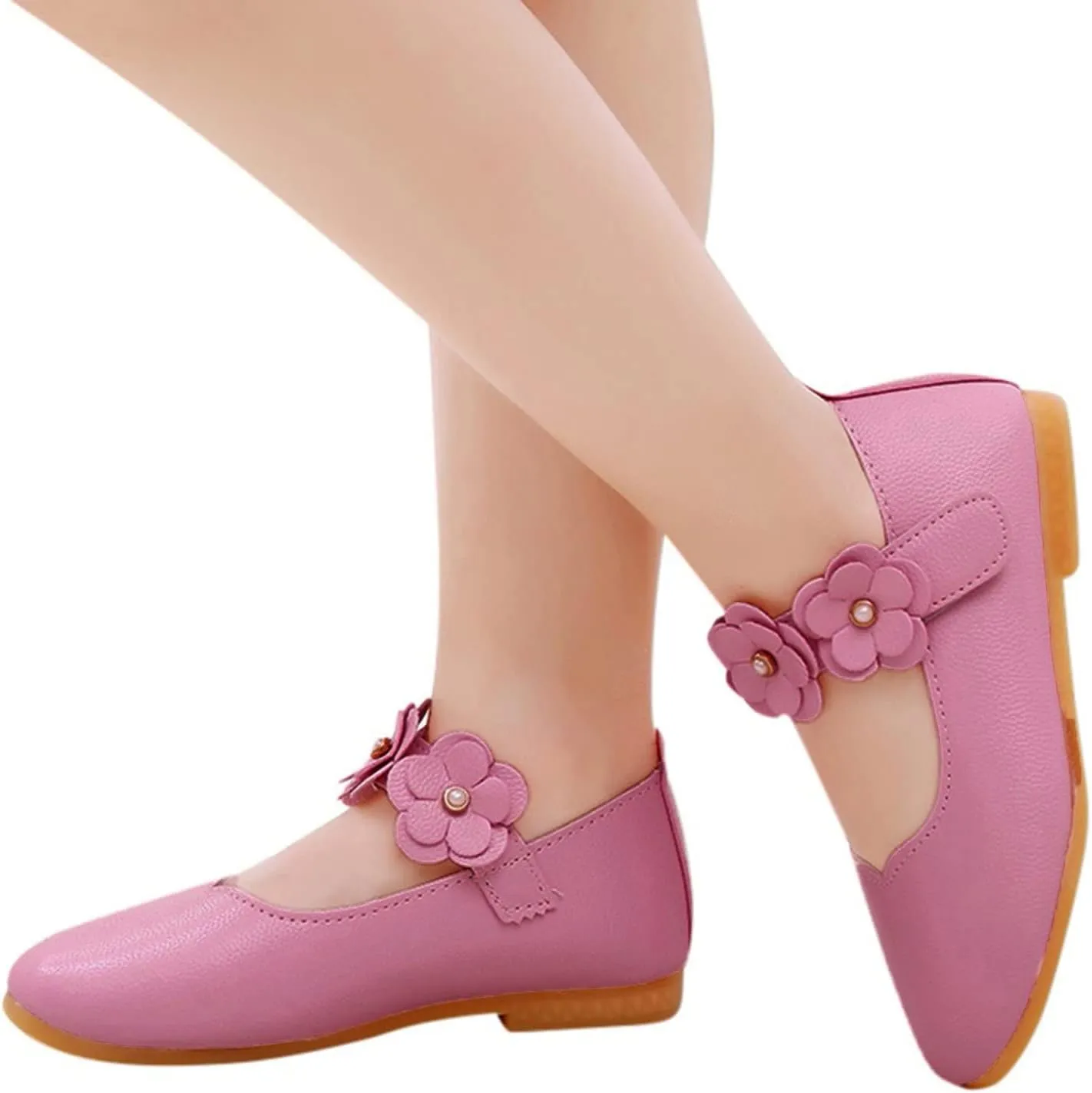 Girls Low Heel Princess Mary Jane Party Dress Shoes Children Kid Baby Girls Flower Single Soft Dance Shoes (Pink-03#, 11-11.5Years)