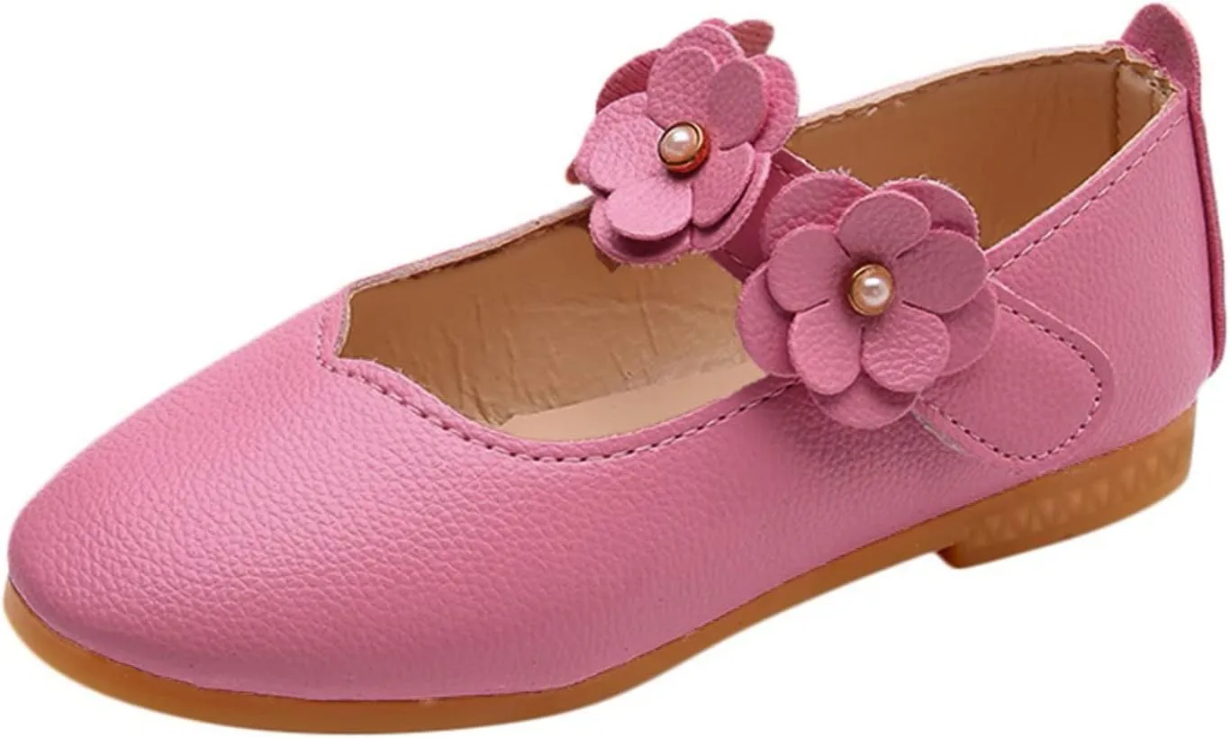 Girls Low Heel Princess Mary Jane Party Dress Shoes Children Kid Baby Girls Flower Single Soft Dance Shoes (Pink-03#, 11-11.5Years)