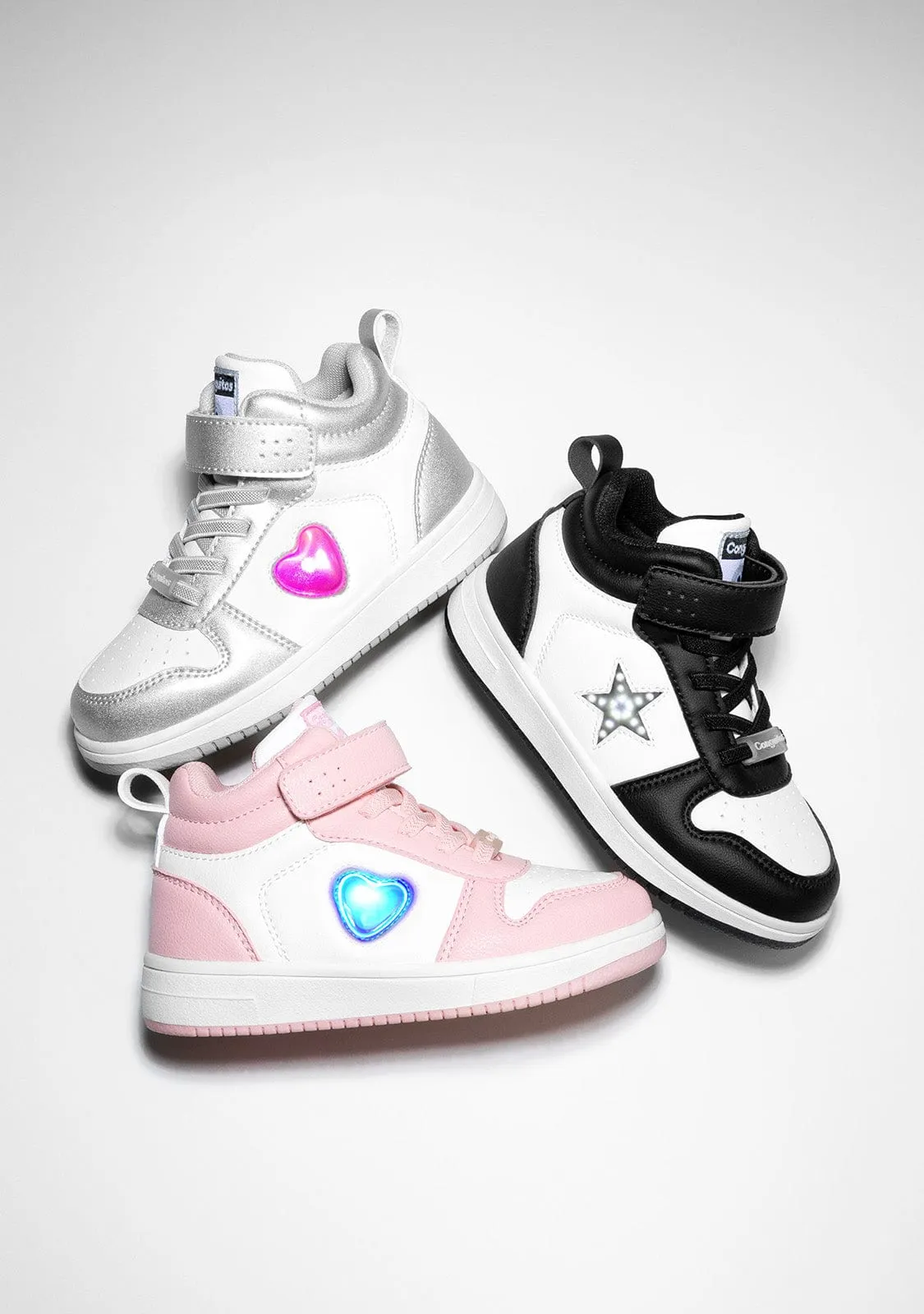 Girl´s Pink - White With Lights Hi-Top Sneakers Napa