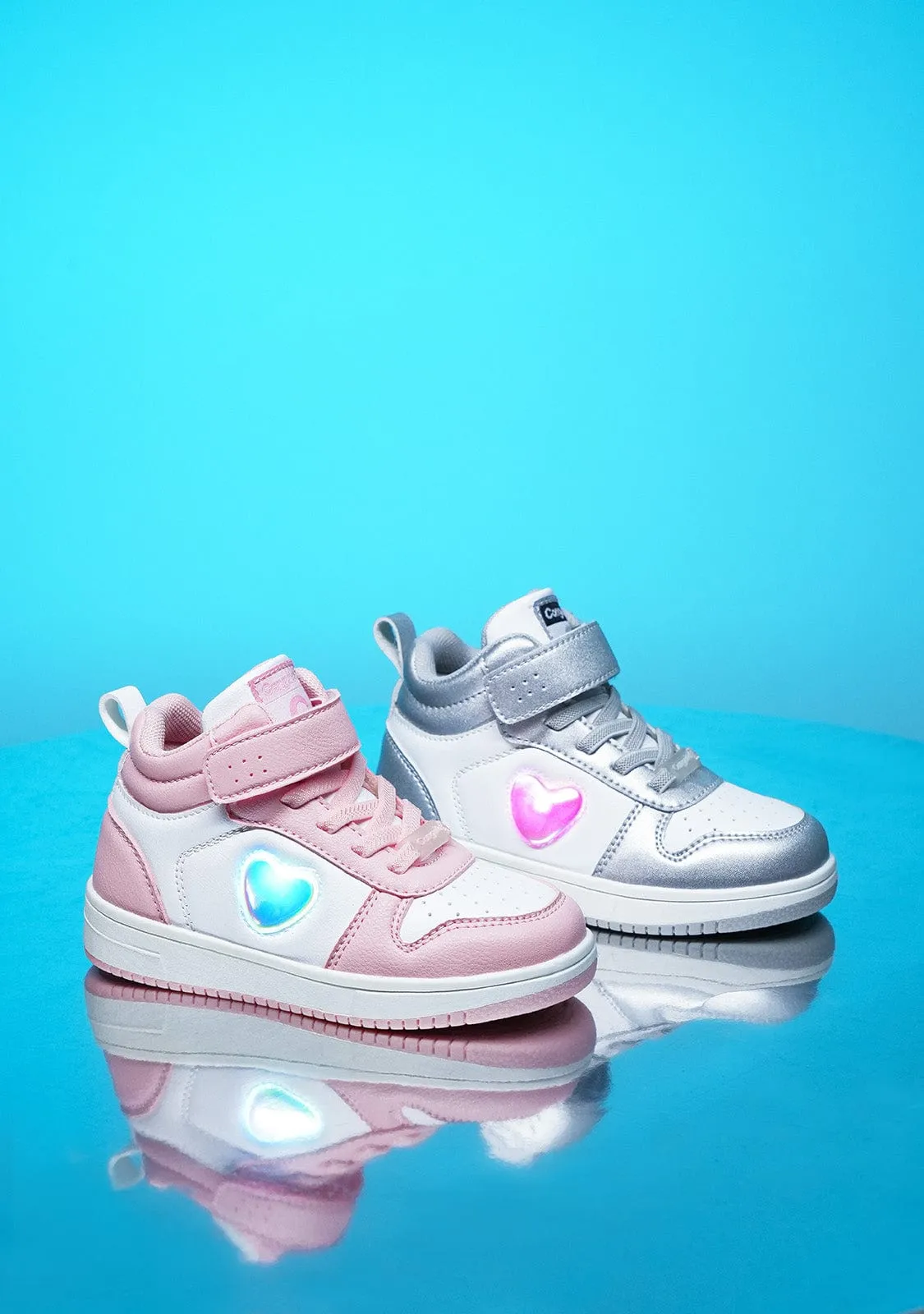 Girl´s Pink - White With Lights Hi-Top Sneakers Napa