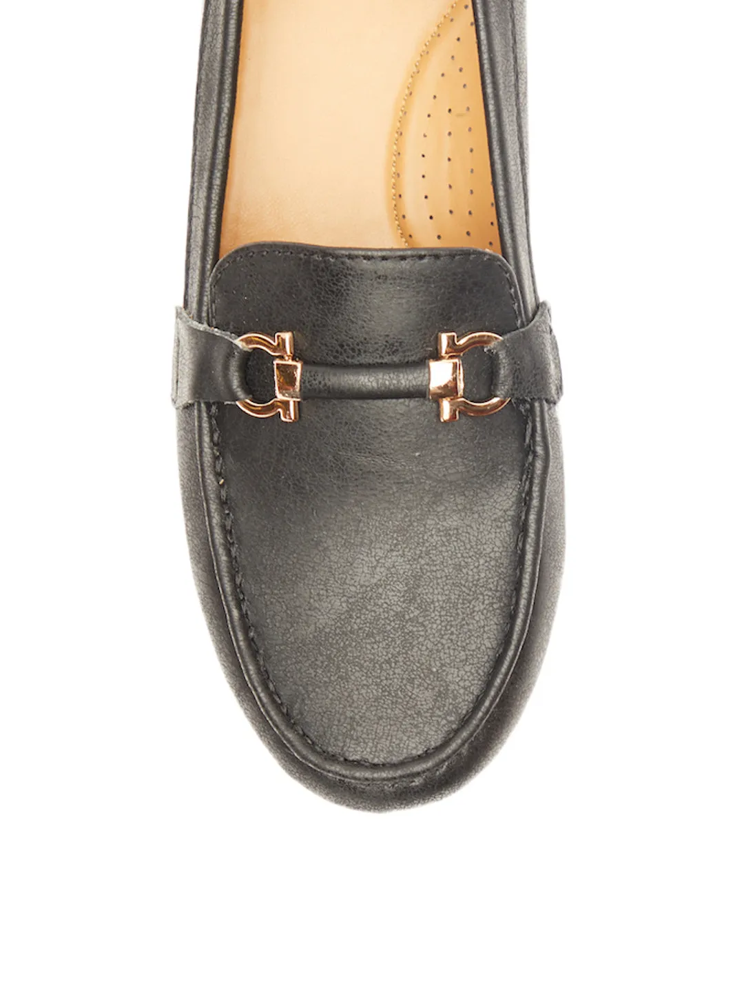 GOSSIP WOMENS BLACK MOCCASINS