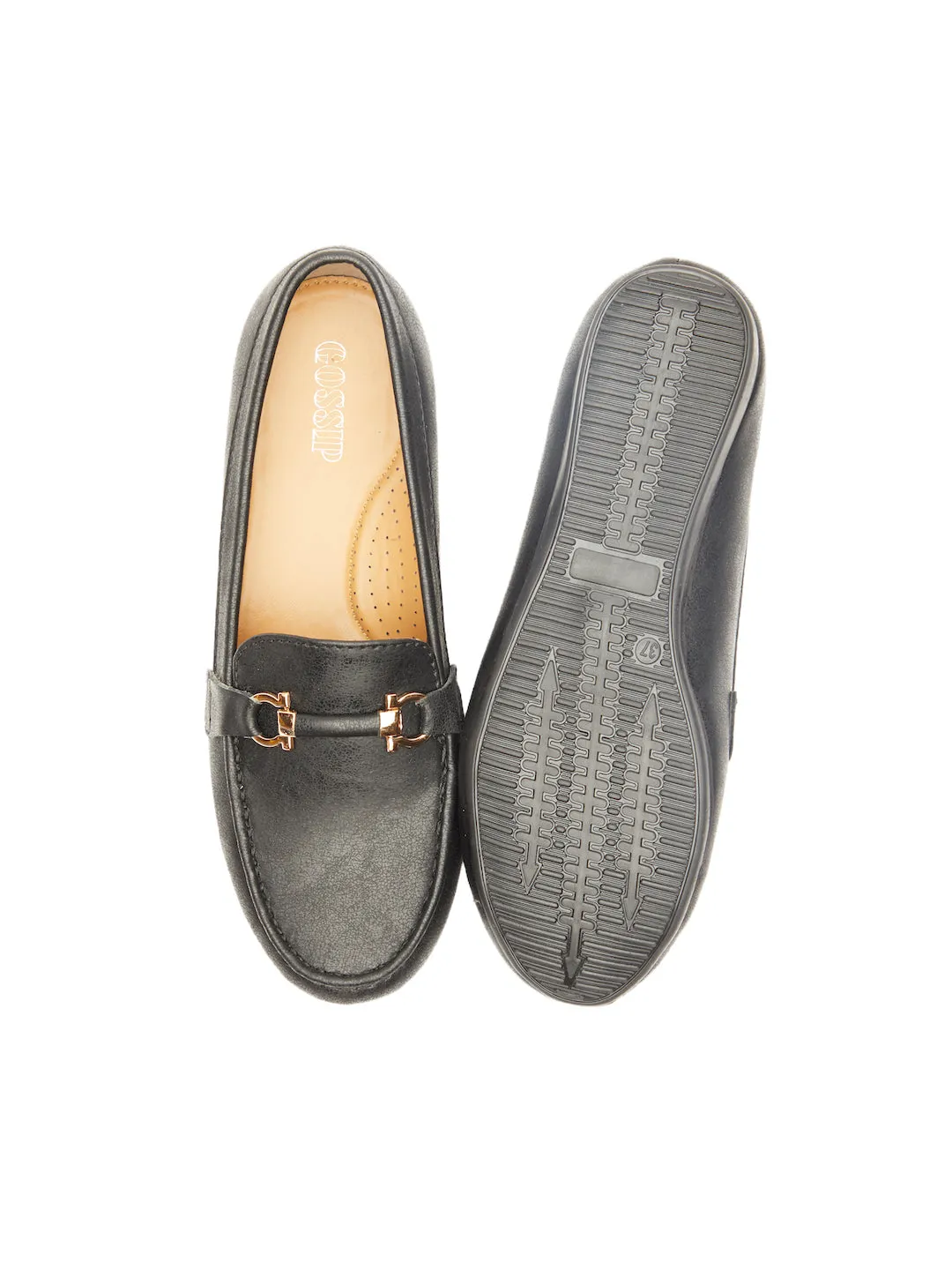 GOSSIP WOMENS BLACK MOCCASINS