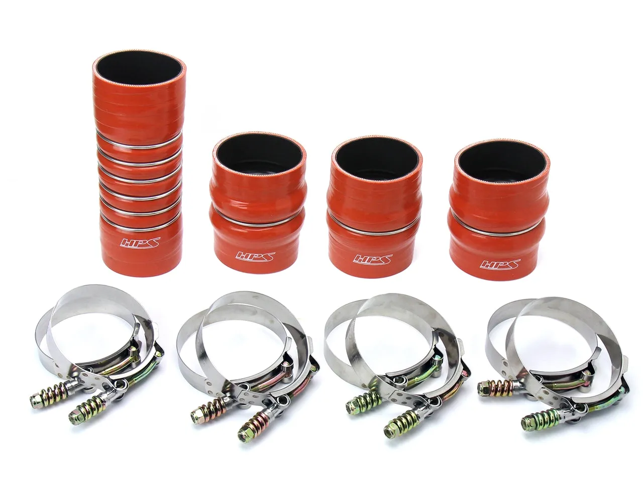 HPS Silicone Intercooler Hoses Dodge Ram Pickup 5.9L Cummins Diesel (03-07) [High Temp Aramid Reinforced Boots Kit] Orange or Black