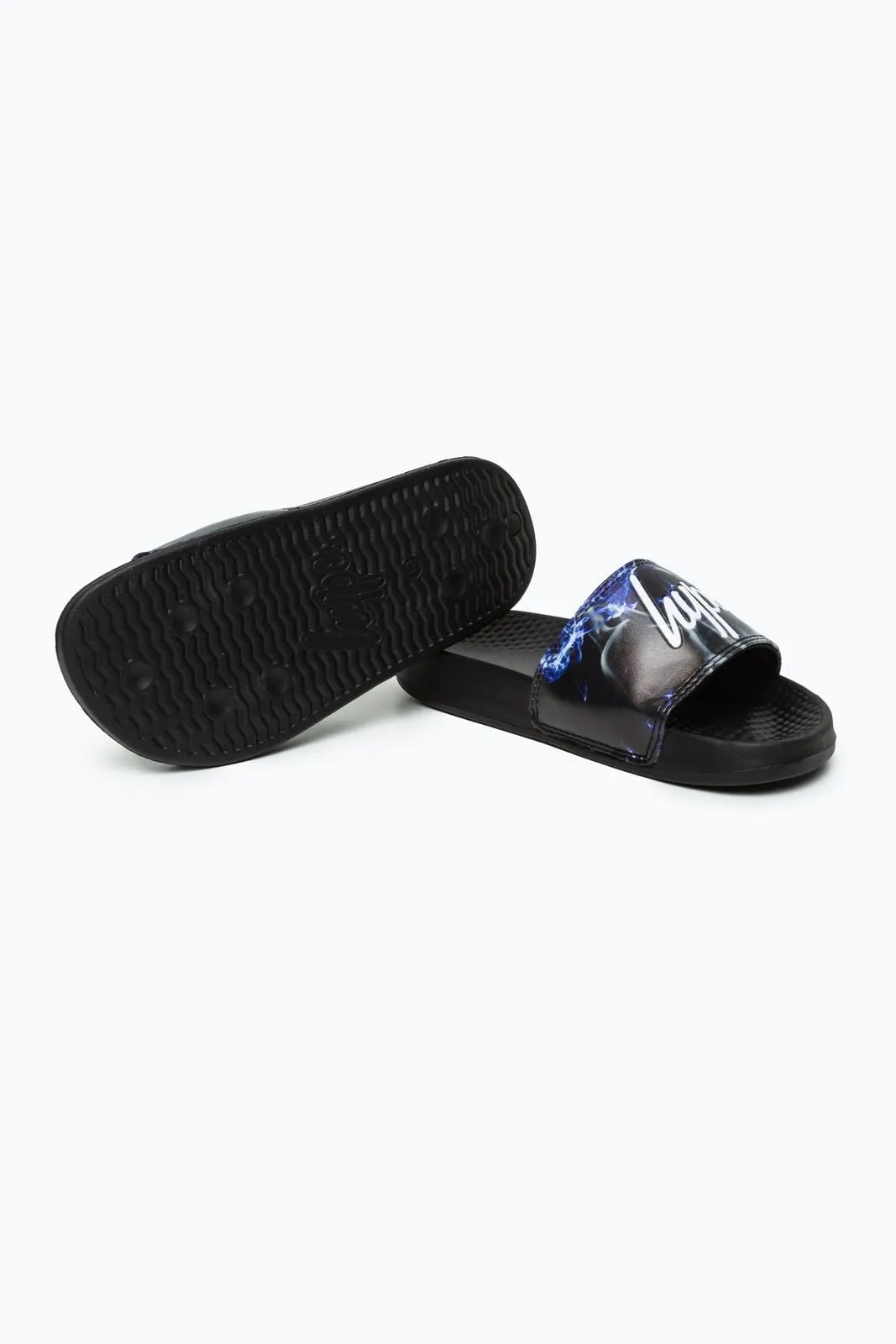Hype Kids Unisex Blue Lightning Sky Outline Script Sliders
