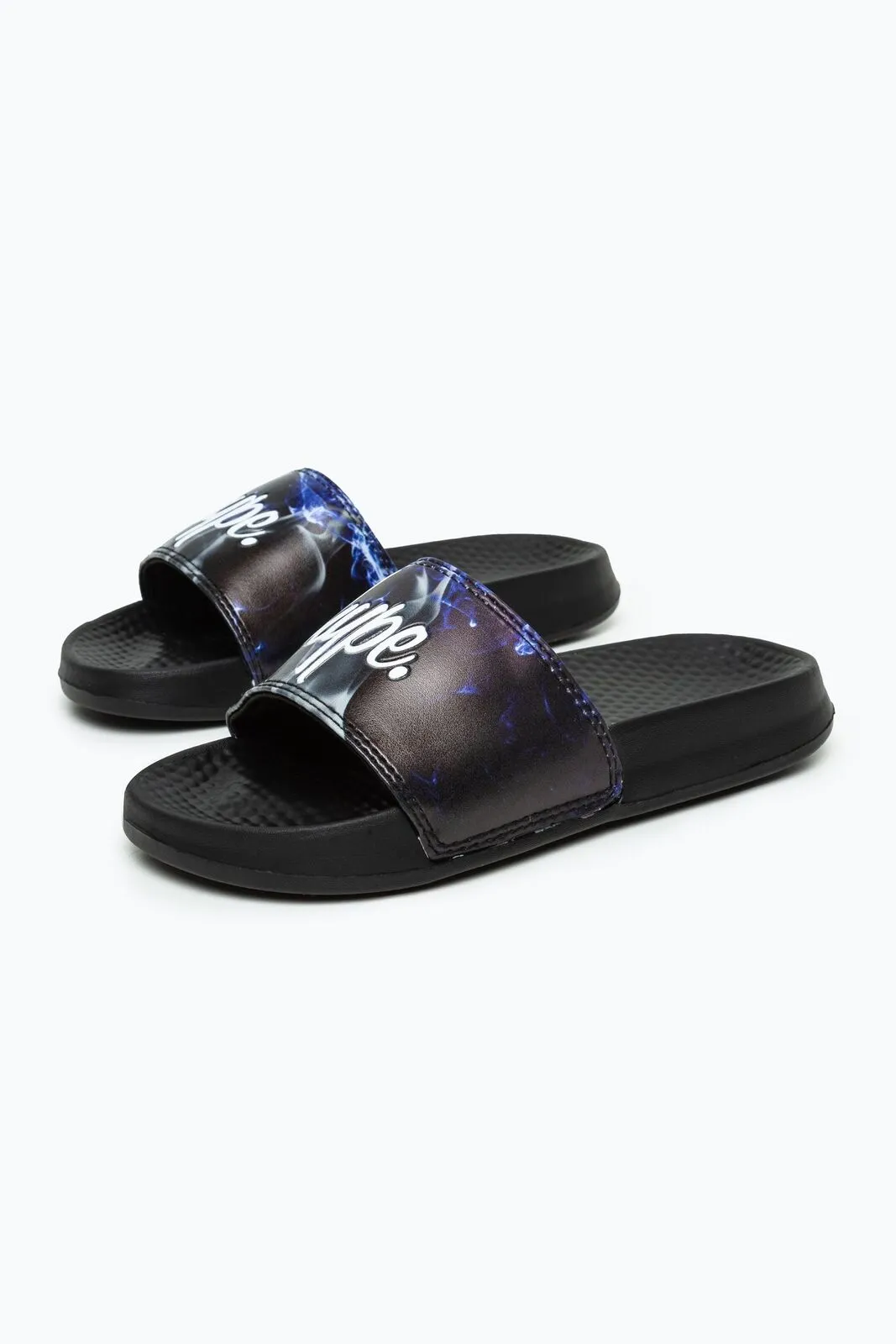 Hype Kids Unisex Blue Lightning Sky Outline Script Sliders