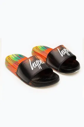 Hype Kids Unisex Red Multi Drip Script Sliders