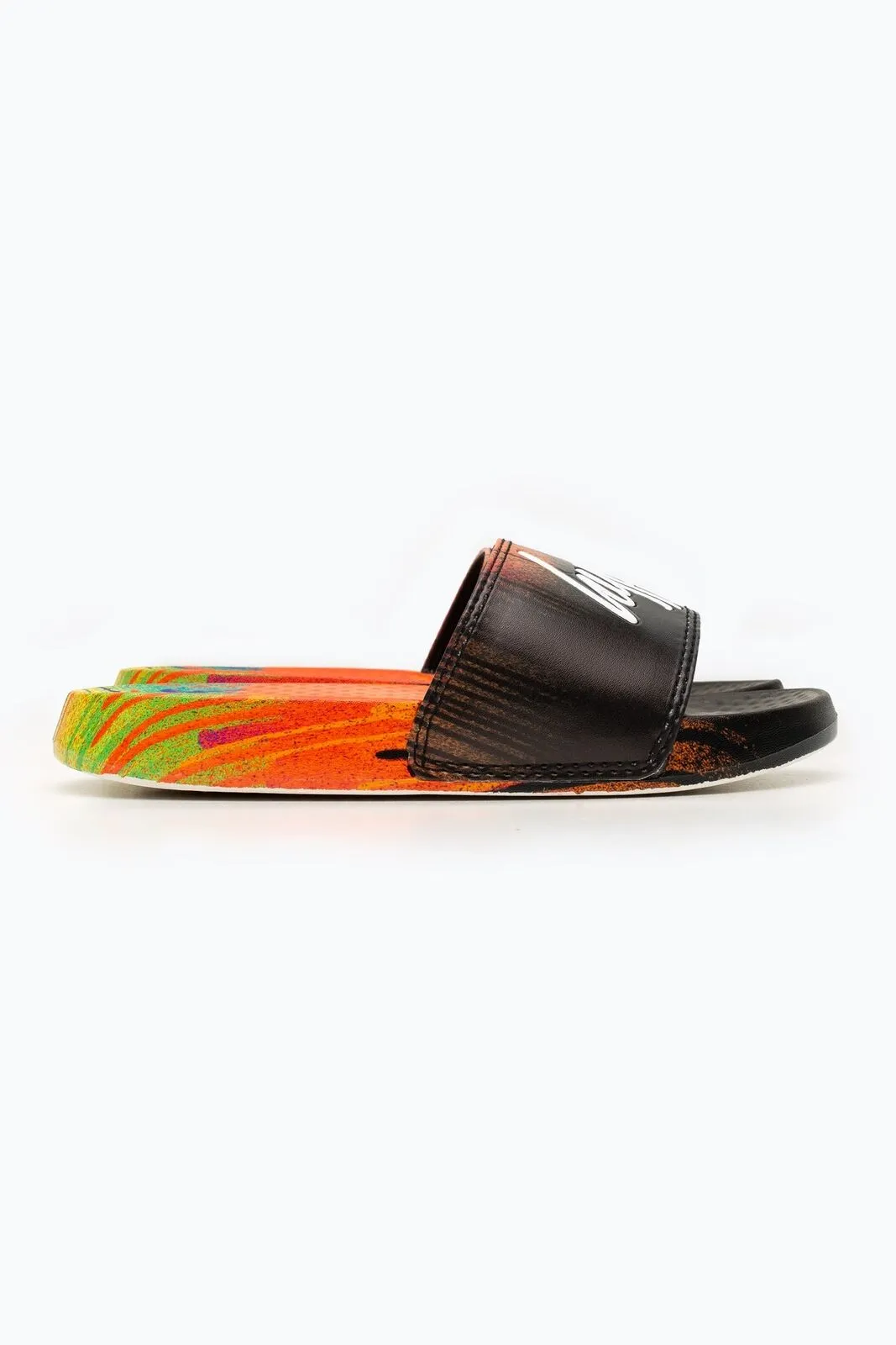 Hype Kids Unisex Red Multi Drip Script Sliders