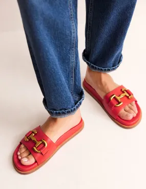 Iris Snaffle Slider Sandals-Red Leather