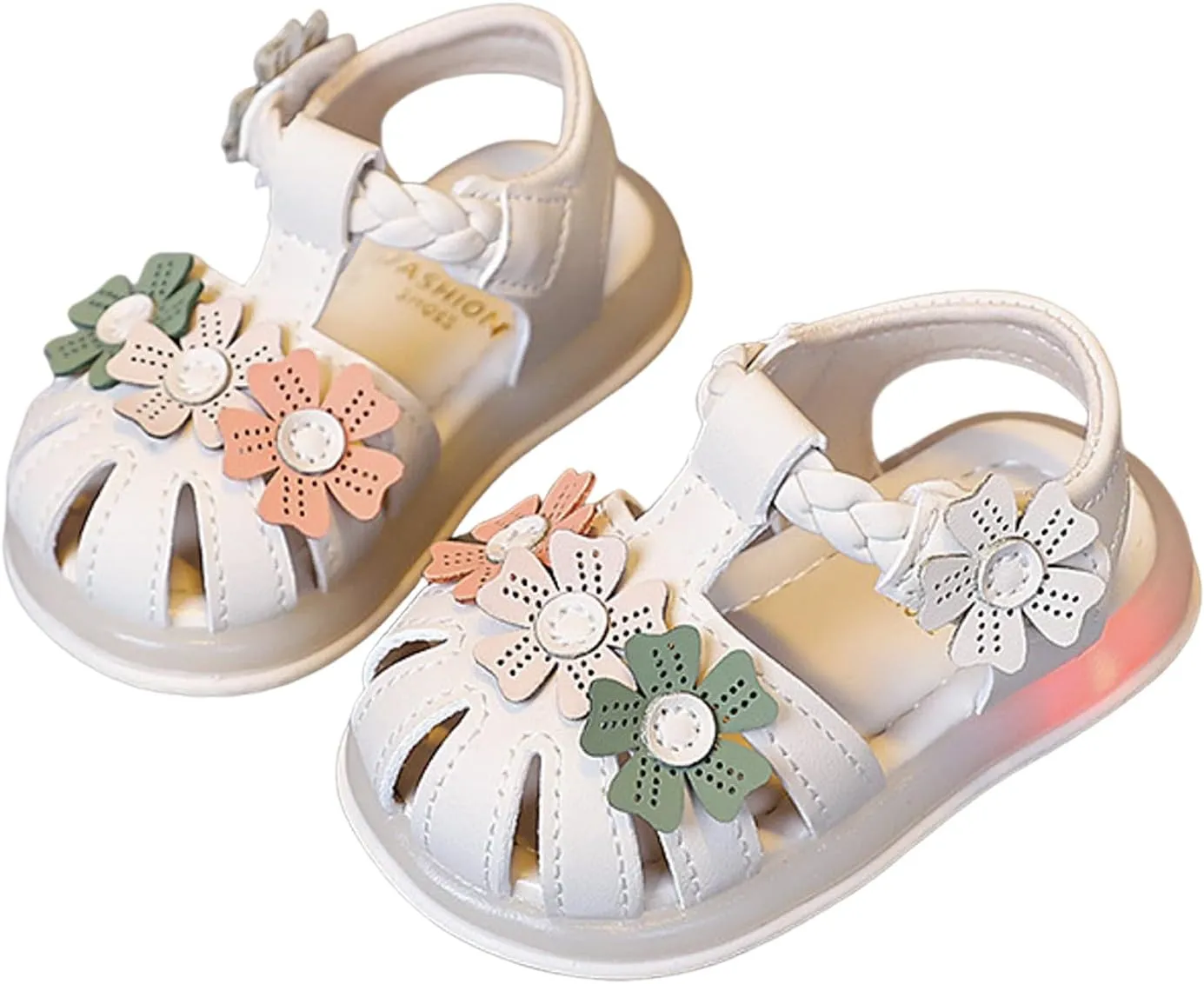 Kids Clear Glitter Jelly Sandal Girls Flower Sandals Light Up Sandals Stylish Soft Bottom Little Girls Beach Shoes