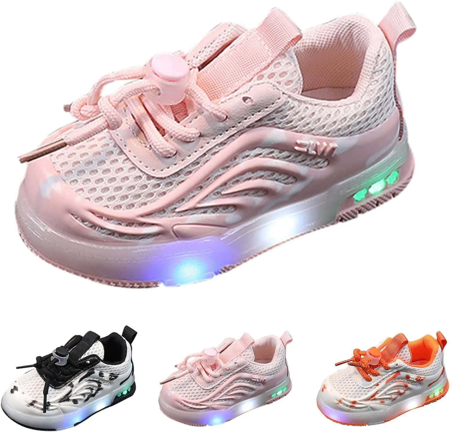 Kids LED Sneakers Light Up Shoes Boys Mesh Breathable Flash Sneakers Girls Adjustable Strap Glowing Luminous Shoes