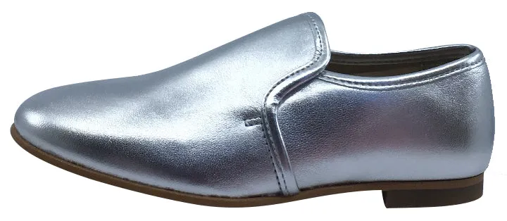 Luccini Slip-On Smoking Loafer, Plata Silver
