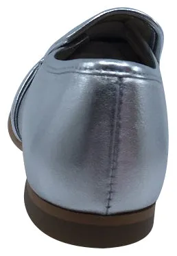Luccini Slip-On Smoking Loafer, Plata Silver