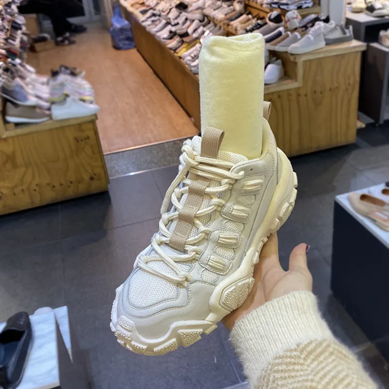 LUXE SEVEN DESIGN SOCK TRAINERS WITH CONTRAST SOCK CUFFS