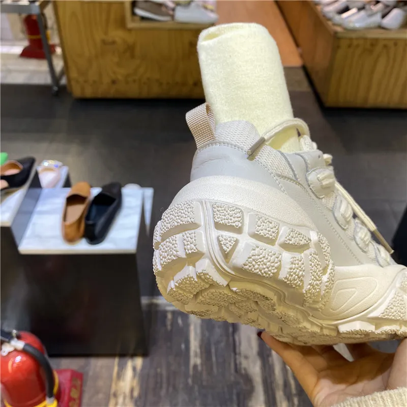 LUXE SEVEN DESIGN SOCK TRAINERS WITH CONTRAST SOCK CUFFS