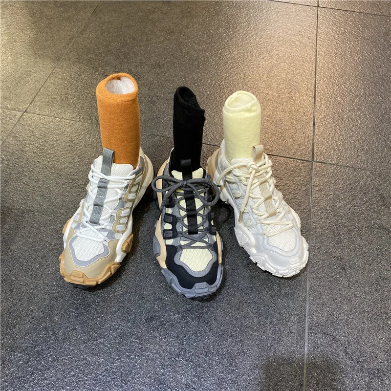 LUXE SEVEN DESIGN SOCK TRAINERS WITH CONTRAST SOCK CUFFS