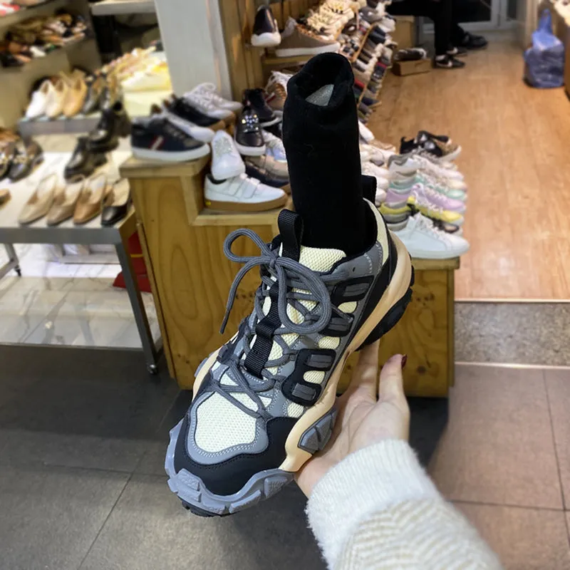 LUXE SEVEN DESIGN SOCK TRAINERS WITH CONTRAST SOCK CUFFS