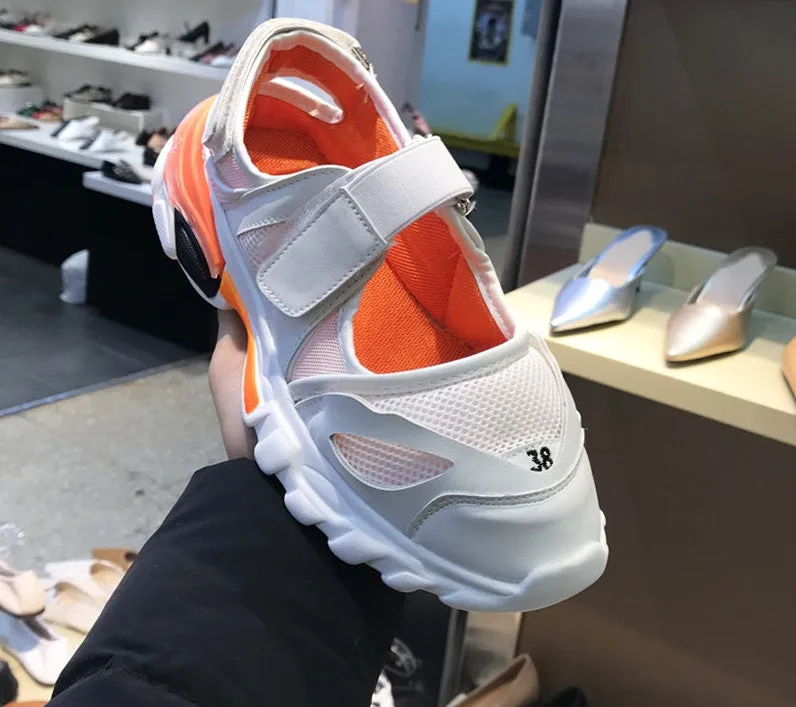 LUXE SEVEN DESIGN STRAP TRAINERS WITH CHUNKY SOLE