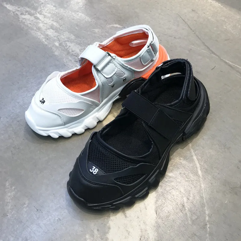 LUXE SEVEN DESIGN STRAP TRAINERS WITH CHUNKY SOLE