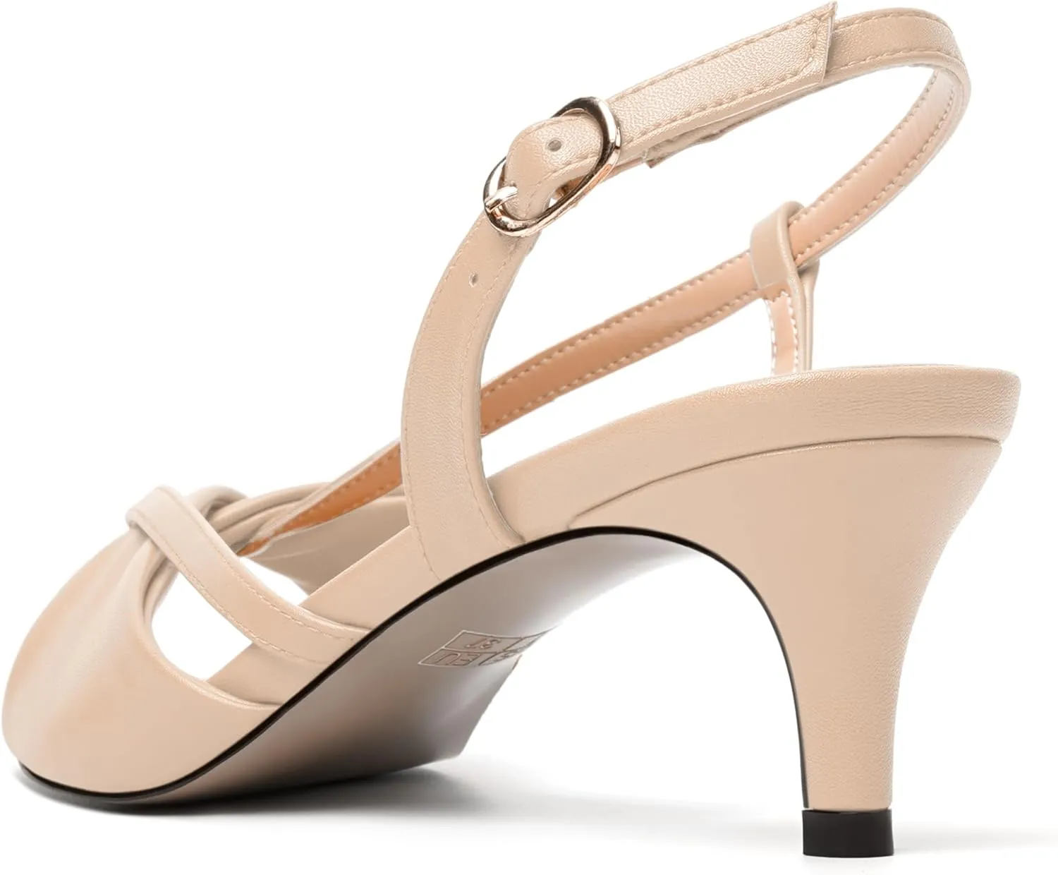 MODENCOCO Womens Stylish Buckle Dress Bridal Open Toe Slingback Matte Kitten Low Heel Heeled Sandals 2 Inch
