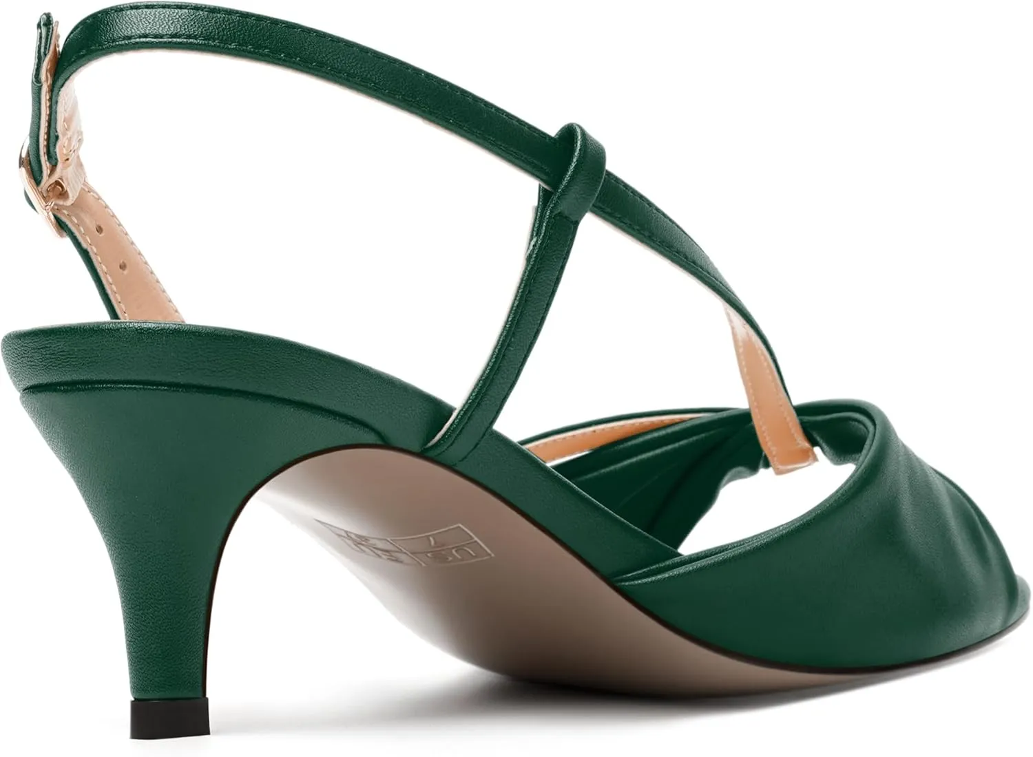 MODENCOCO Womens Stylish Buckle Dress Bridal Open Toe Slingback Matte Kitten Low Heel Heeled Sandals 2 Inch